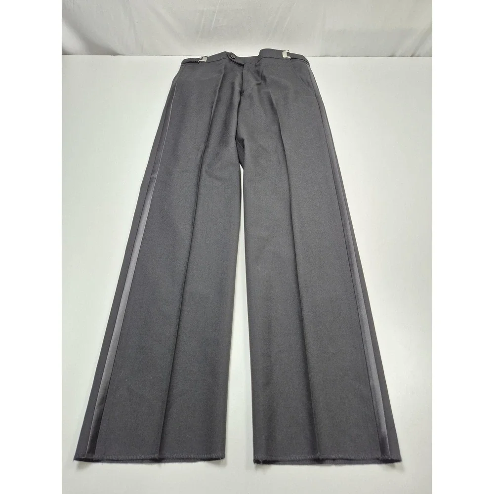 Neil Allyn Suit Pants Mens 31x34 Black Wool Tuxedo Satin Stripe Unhemmed NWT